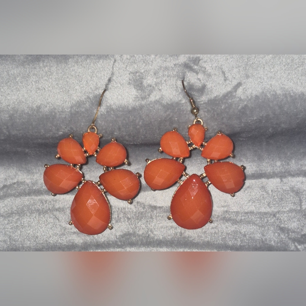 Elegant Vintage Orange Chandelier Earrings